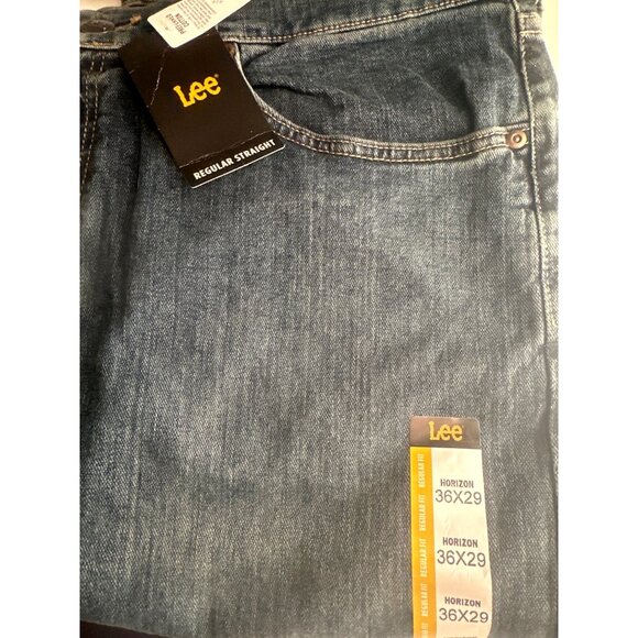 Lee Mens Regular Straight Fit Dark Wash Jeans 36x29 Horizon Denim Classic Style - Picture 11 of 11